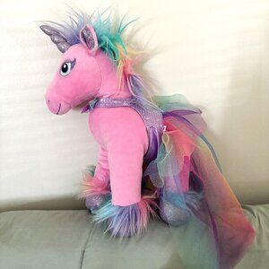 Dec. 2018 Build A Bear Beary Fairy Friends Pink Unicorn W Rainbow Sequin Dress